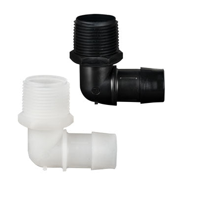 1/2”MNPT x 3/8” Barb 90* fitting BLACK