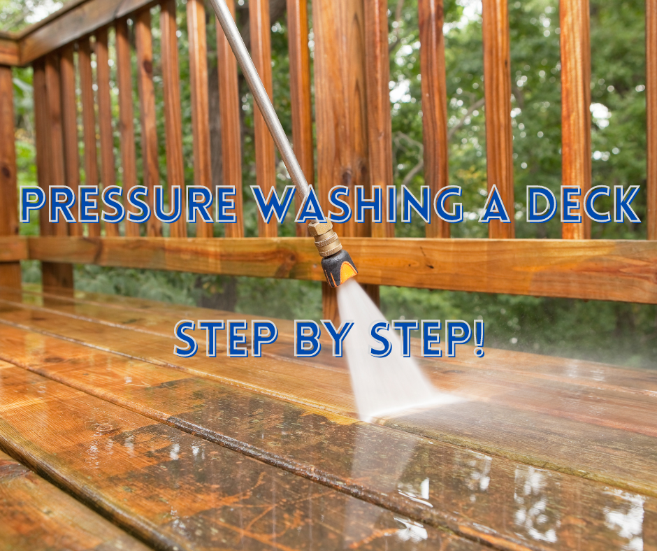 Pressure washing a deck, for homeowners.