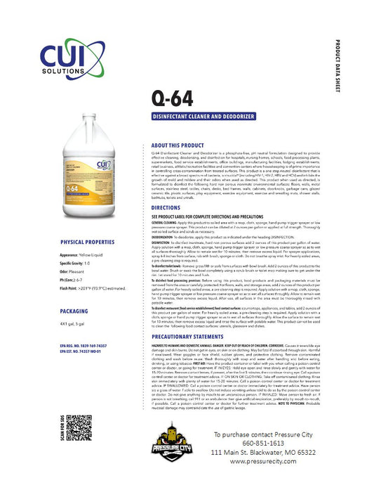 Q-64 Hospital Grade Sanitizer/Disinfectant cleaner